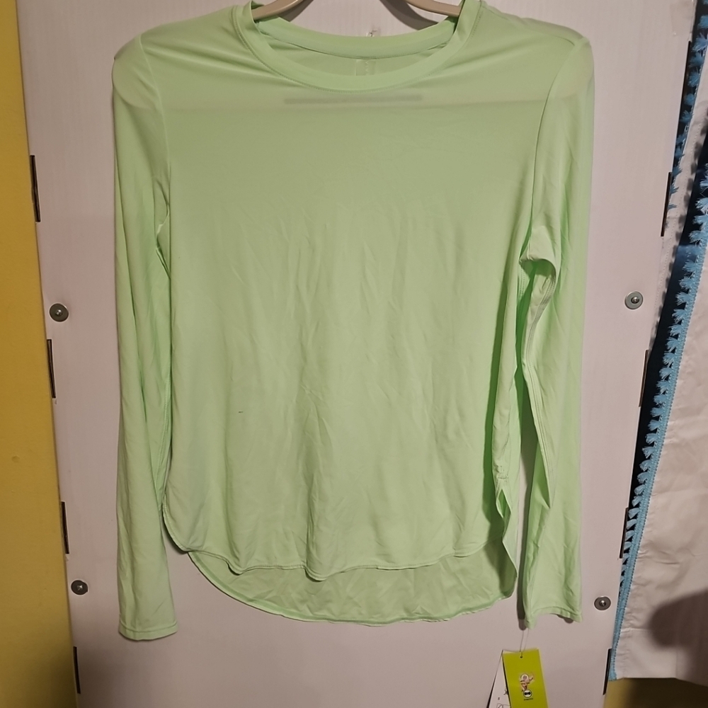 NWT Vively Women's Sz Small Fast Dri Stretch Active Long Sleeve Shirt Lime Green